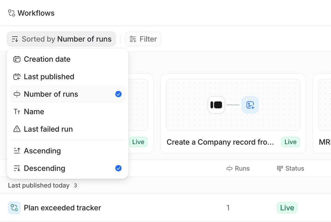 Manage workflows | Attio Help Center