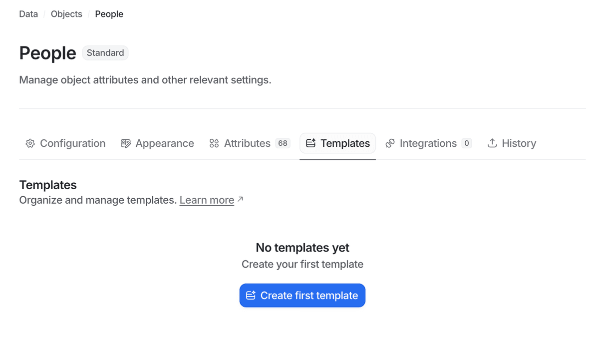 Create record and list entry templates | Attio Help Center