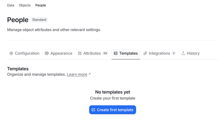 Create record and list entry templates | Attio Help Center
