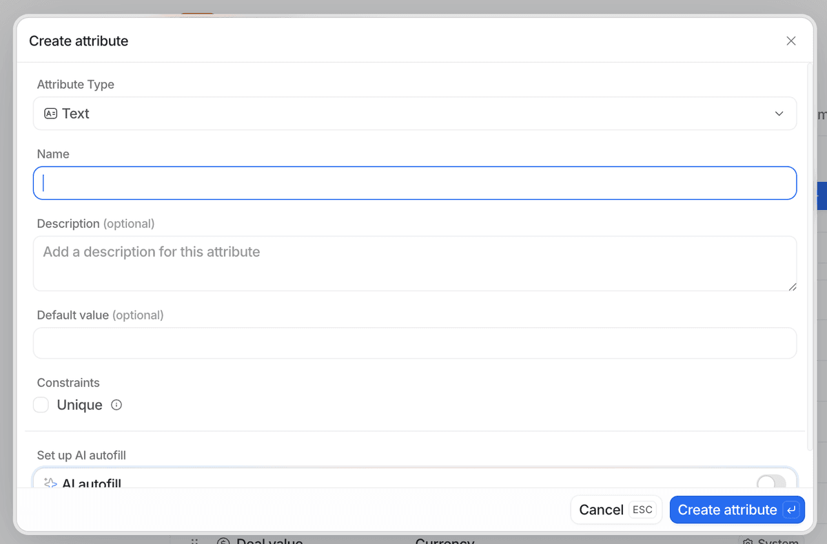 Create and manage attributes | Attio Help Center