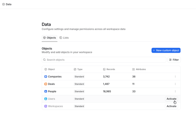 Manage standard objects | Attio Help Center