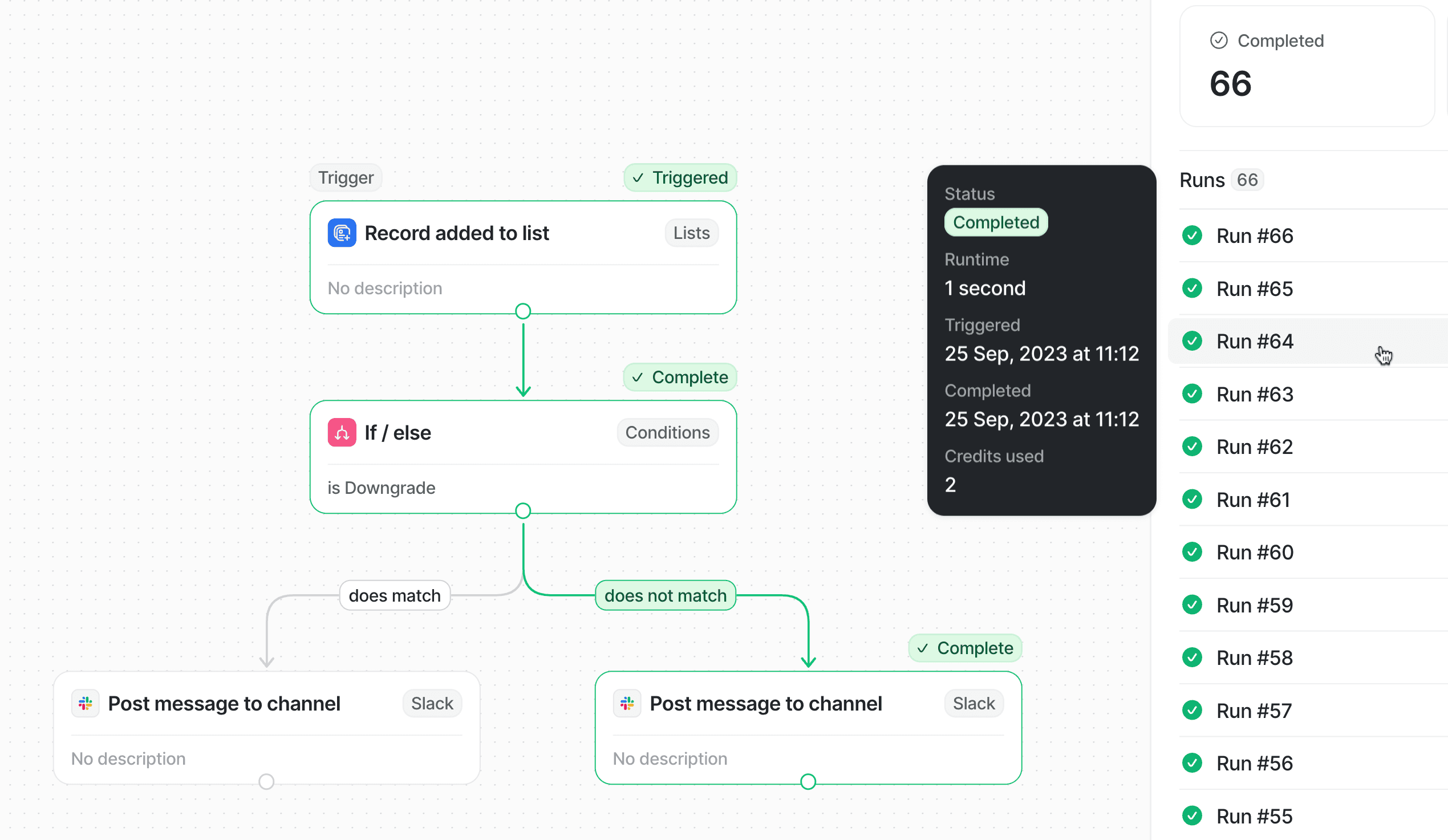 View workflow runs & an example run.