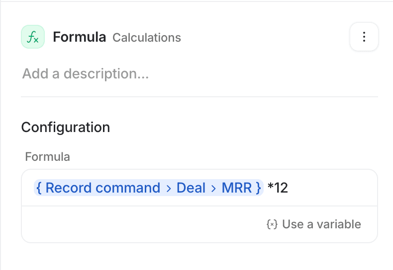 Formula block showing formula of MRR * 12